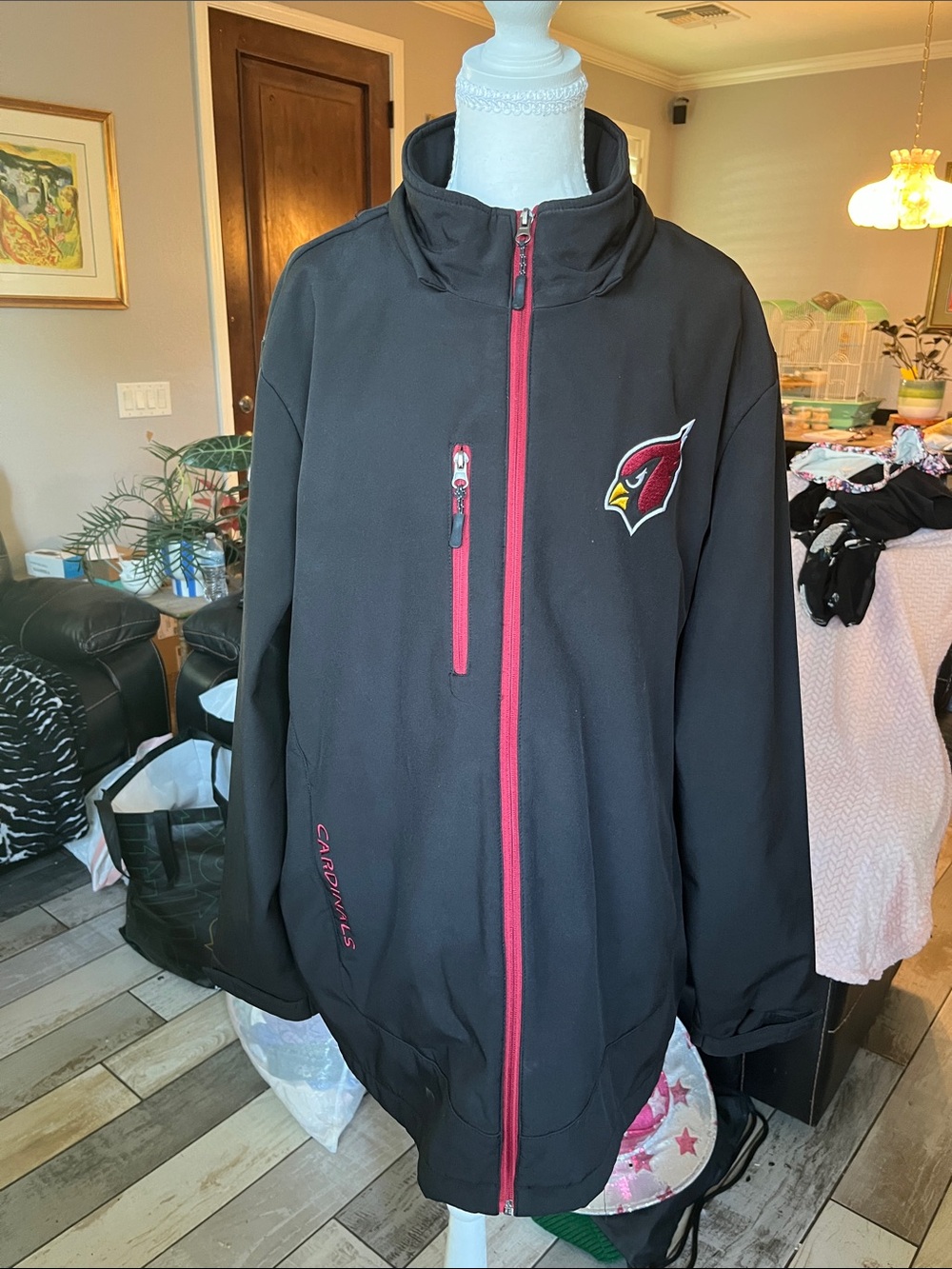 Black Arizona Cardinals Softshell Jacket with Red Trim